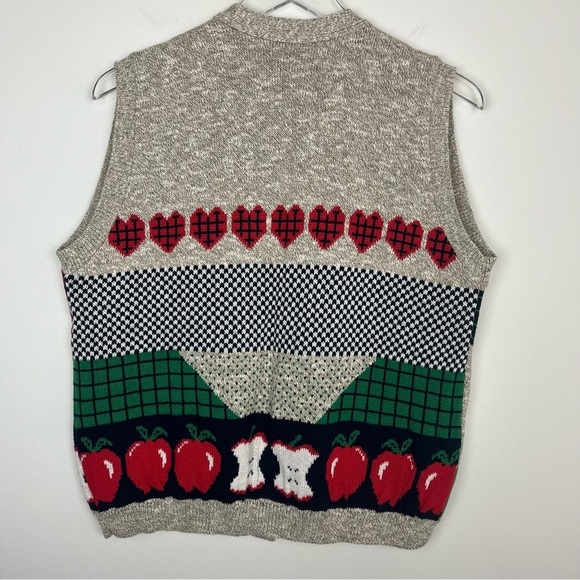 VINTAGE Sweater Loft Americana Intarsia Knit Teacher Vest Small Petite - Picture 9 of 13